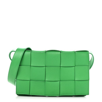 BOTTEGA VENETA Lambskin Maxi Intrecciato Cassette Crossbody Bag Grass