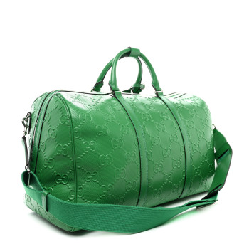 GUCCI Calfskin GG Tennis Embossed Duffle Bag New Shamarock