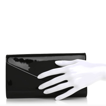 SAINT LAURENT Patent Y-Mail Zip Around Wallet Black