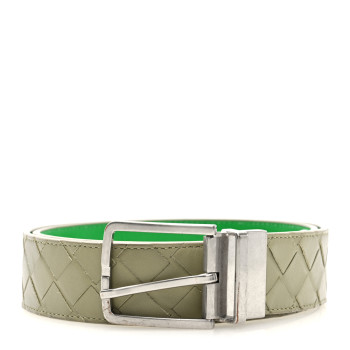 BOTTEGA VENETA Nappa Intrecciato Belt  85 34 Travertine Parakeet