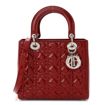 CHRISTIAN DIOR Patent Cannage Medium Lady Dior Red CHRISTIAN DIOR Patent Cannage Medium Lady Dior Red
