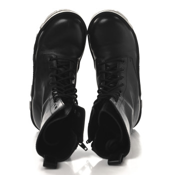 BALENCIAGA Calfskin Womens Bulldozer Lace Up Boots 38 Black