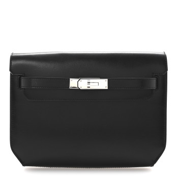 HERMES Box Kelly Depeches 25 Pouch Black