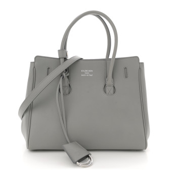 BALENCIAGA Smooth Calfskin Mini Hampton Carry All Bag Grey