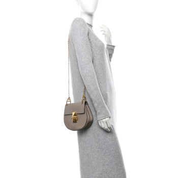 CHLOE Grained Lambskin Mini Drew Shoulder Bag Motty Grey
