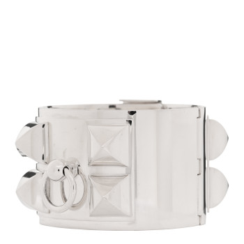 HERMES Sterling Silver Collier De Chien Bracelet LG