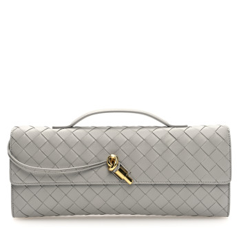 BOTTEGA VENETA Nappa Intrecciato Long Andiamo Top Handle Clutch Sterling
