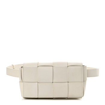 BOTTEGA VENETA Nappa Maxi Intreccio The Belt Cassette Bag White