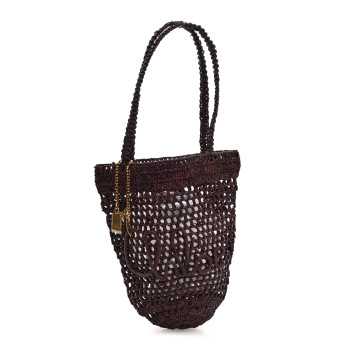 CHLOE Raffia Small Summer Banana Tote Kohl Brown