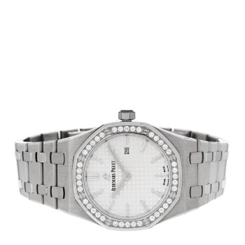 AUDEMARS PIGUET Stainless Steel Diamond Bezel 33mm Oak Lady Quartz Watch Silver 67651ST.ZZ1261ST.01