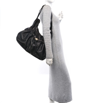 BURBERRY Calfskin Warrior Hobo Black