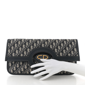 CHRISTIAN DIOR Oblique Fold Over Clutch Blue CHRISTIAN DIOR Oblique Fold Over Clutch Blue