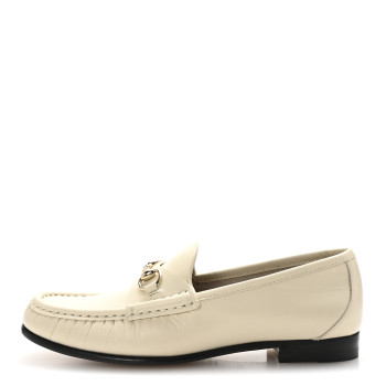 GUCCI Betis Glamour Calfskin Womens 1953 Horsebit Loafers 37.5 Mystic White