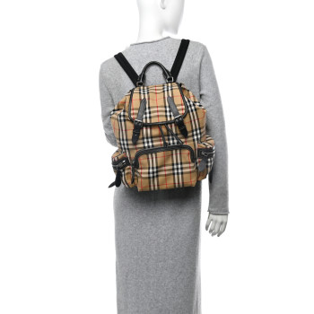 BURBERRY Nylon Vintage Check Medium Rucksack Backpack Antique Yellow
