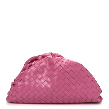 BOTTEGA VENETA Nappa Maxi Intrecciato The Pouch Oversized Clutch Pink