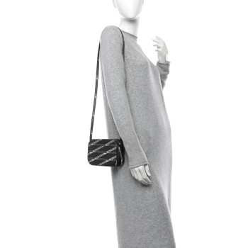 BALENCIAGA Coated Canvas Losange Monogram XS Camera Bag Black Grey