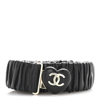 CHANEL Lambskin Heart Belt 85 34 Black
