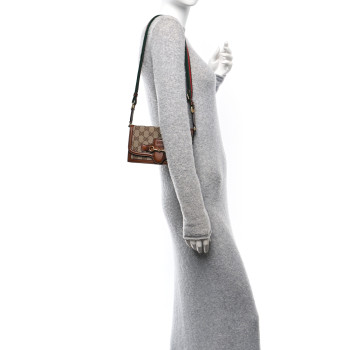 GUCCI Monogram Lady Web Convertible Wallet Beige Cuir