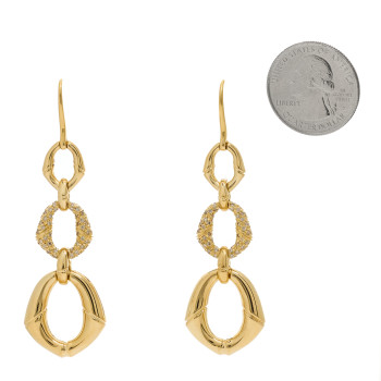 GUCCI 18K Yellow Gold Diamond Bamboo Drop Earrings