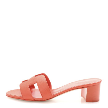 HERMES Epsom Oasis Sandals 37 Orange Poppy