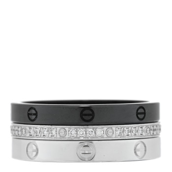 CARTIER 18K White Gold Diamond Ceramic LOVE Ring Set 54 6.75 CARTIER 18K White Gold Diamond Ceramic LOVE Ring Set 54 6.75
