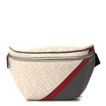 FENDI Glazed Fabric Vitello King FF 1974 Diagonal Belt Bag Perla Argilla Fragola