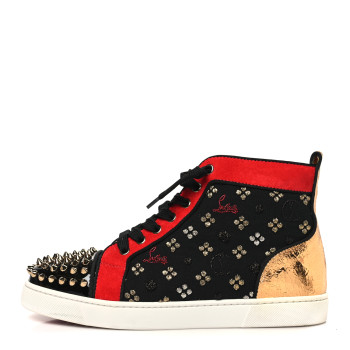 CHRISTIAN LOUBOUTIN Calfskin Louis Spikes Flat Sneakers 38 Multicolor