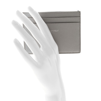 SAINT LAURENT Grain De Poudre Card Case Granite