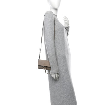CHLOE Suede Calfskin Mini Faye Shoulder Bag Motty Grey