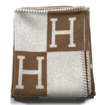 HERMES Wool Cashmere Avalon Blanket Ecru Camel