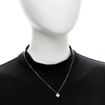 VAN CLEEF & ARPELS 18K White Gold Diamond Sweet Alhambra Pendant Necklace