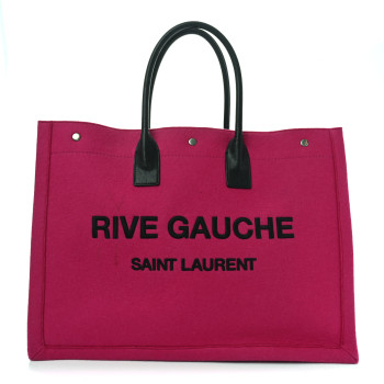 SAINT LAURENT Wool Rive Gauche Tote Fuchsia
