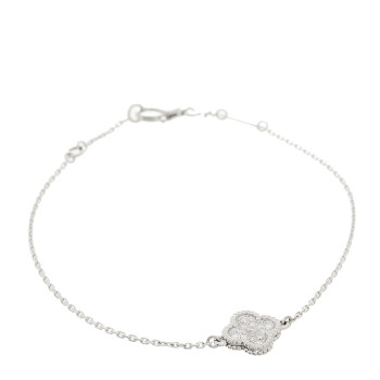 VAN CLEEF & ARPELS 18K White Gold Diamond Sweet Alhambra Bracelet