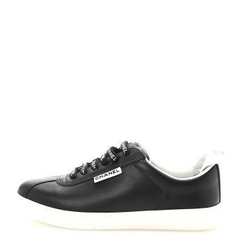 CHANEL Calfskin CC Womens Sneakers 36.5 Black