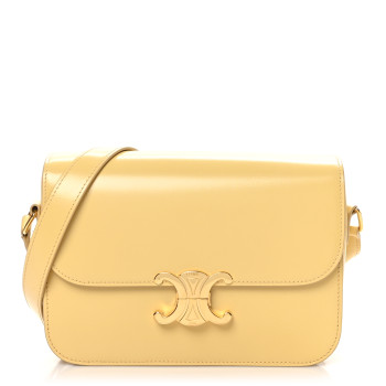 CELINE Shiny Calfskin Medium Triomphe Limestone