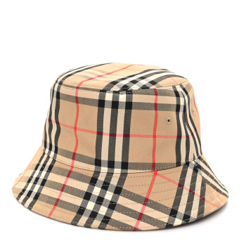 BURBERRY Technical Cotton Vintage Check Bucket Hat M Archive Beige