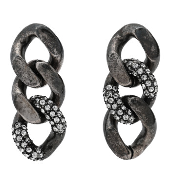 SAINT LAURENT Brass Curb Earrings Argent Oxyde