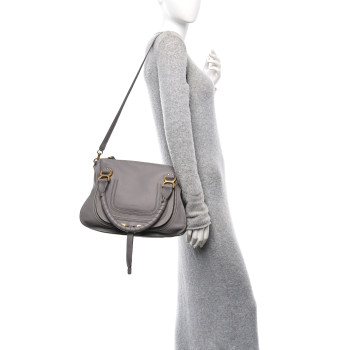 CHLOE Calfskin Medium Marcie Satchel Cashmere Grey