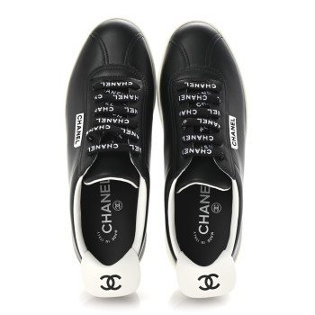 CHANEL Calfskin CC Womens Sneakers 36.5 Black