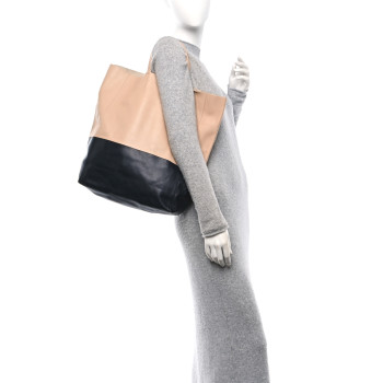 CELINE Lambskin Horizontal Bi-Cabas Nude Black