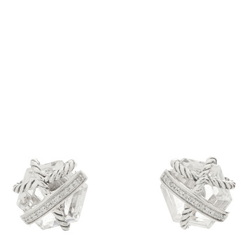DAVID YURMAN Sterling Silver Diamond Crystal 10mm Cable Wrap Earrings DAVID YURMAN Sterling Silver Diamond Crystal 10mm Cable Wrap Earrings