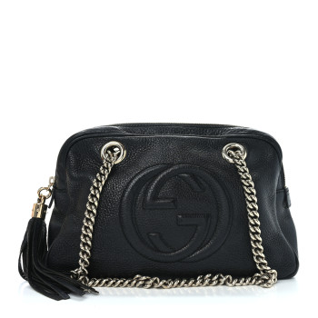 GUCCI Pebbled Calfskin Small Soho Bowler Black