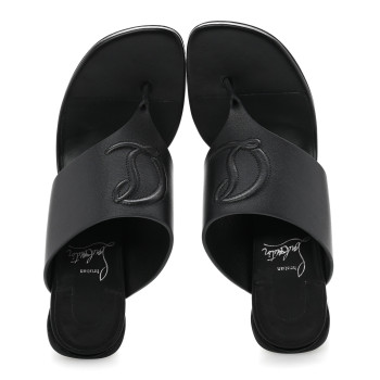 CHRISTIAN LOUBOUTIN Calfskin CL Tongamule 55 Mule  35.5 Black