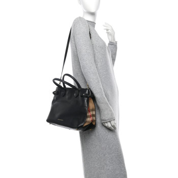 BURBERRY Smooth Calfskin Medium Sartorial Banner Tote Black