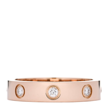 CARTIER 18K Pink Gold 8 Diamond 4mm LOVE Wedding Band Ring 51 5.75 CARTIER 18K Pink Gold 8 Diamond 4mm LOVE Wedding Band Ring 51 5.75