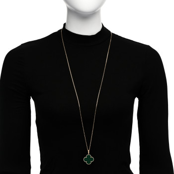VAN CLEEF & ARPELS 18K Yellow Gold Malachite Magic Alhambra Pendant Necklace