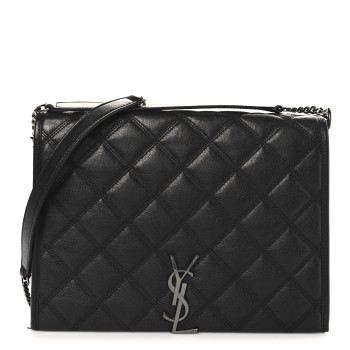 SAINT LAURENT Lambskin Quilted Small Becky Chain Bag Black
