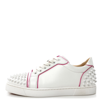 CHRISTIAN LOUBOUTIN Calfskin Spikes Womens Vieira 2 Flat Sneakers 36 White Rose