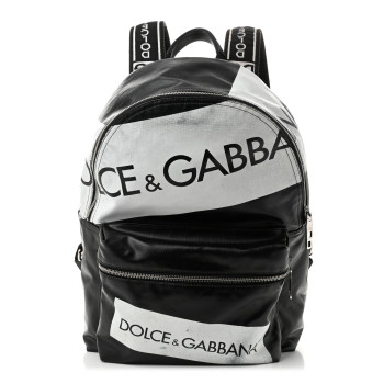 DOLCE & GABBANA Calfskin Coated Canvas Vulcano Backpack Black