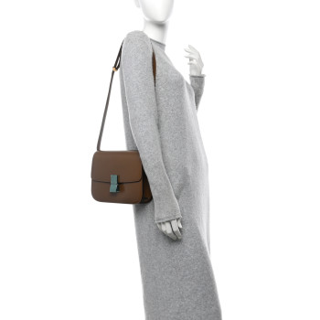 CELINE Smooth Calfskin Medium Classic Box Flap Bag Camel